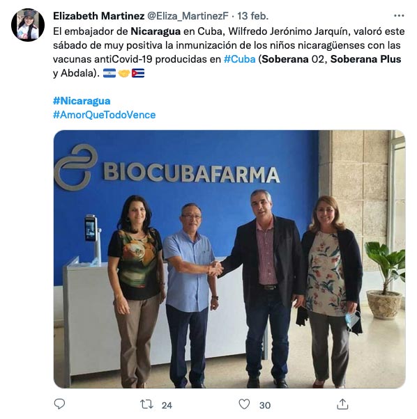 Embajador de Nicaragua en Cuba visita BioCubaFarma
